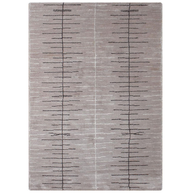 HAND KNOTTED WOOL Abstract AREA RUGS  - 5'x8', Rectangle Shape, Brown White Color, Abstract Modern, Medium Pile Handmade Area Rugs for Living Room, Bed Room (N00943)