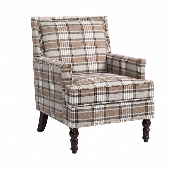 GOODSILO Upholstered Accent Armchair with Striped Fabric and Nailhead Trim, Comfortable Padded Seating for Living Room and Home Use