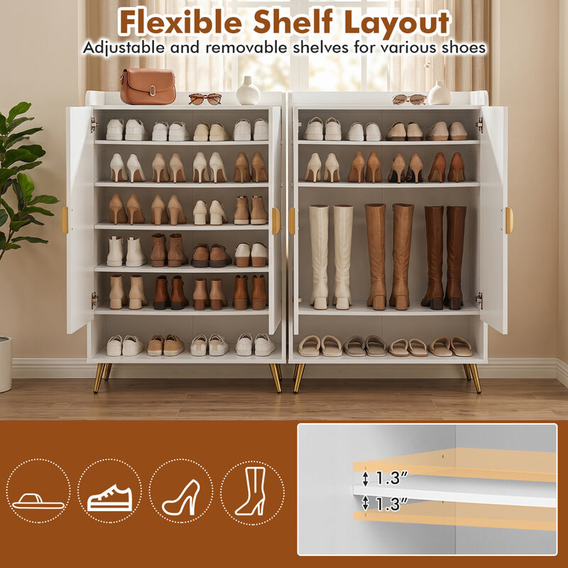 44" Tall Shoe Storage Cabinet with 7-Tier Doors and Adjustable Shelves for Entryway image number 4