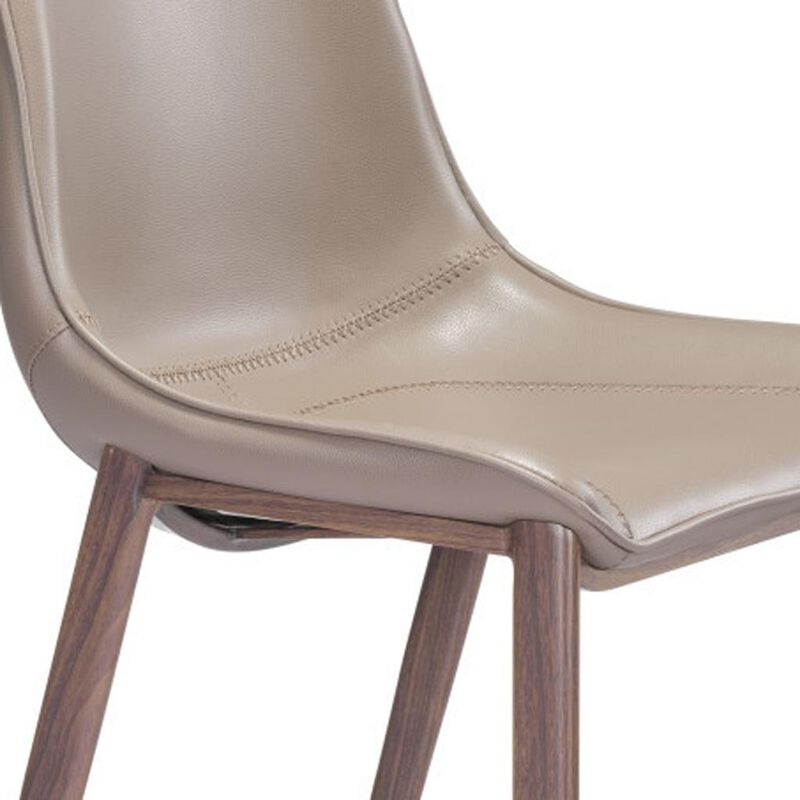 HomeRoots Set of Two 26" Gray and Brown Faux Leather and Steel Low Back Counter Height Bar Chairs image number 4