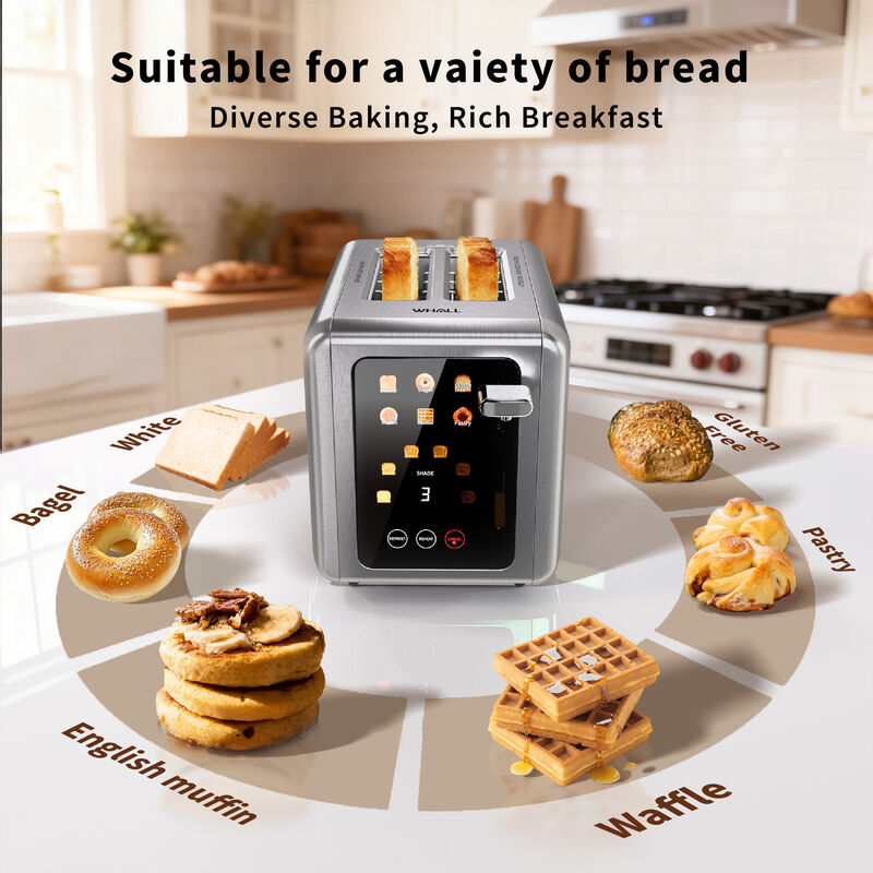 WHALLULTRA Toaster 2 slice, 6 Bread Shade Settings,Stainless Steel Toasters with Bagel,Cancel,Defrost Function,Removable Crumb Tray image number 2