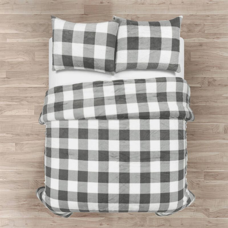 Cozy Faux Fur Plaid Comforter Set – Soft Bedding for All-Season Warmth