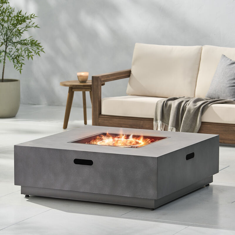 Christopher Knight Home Wellington Outdoor 50,000 BTU Square Iron Fire Pit Table image number 1