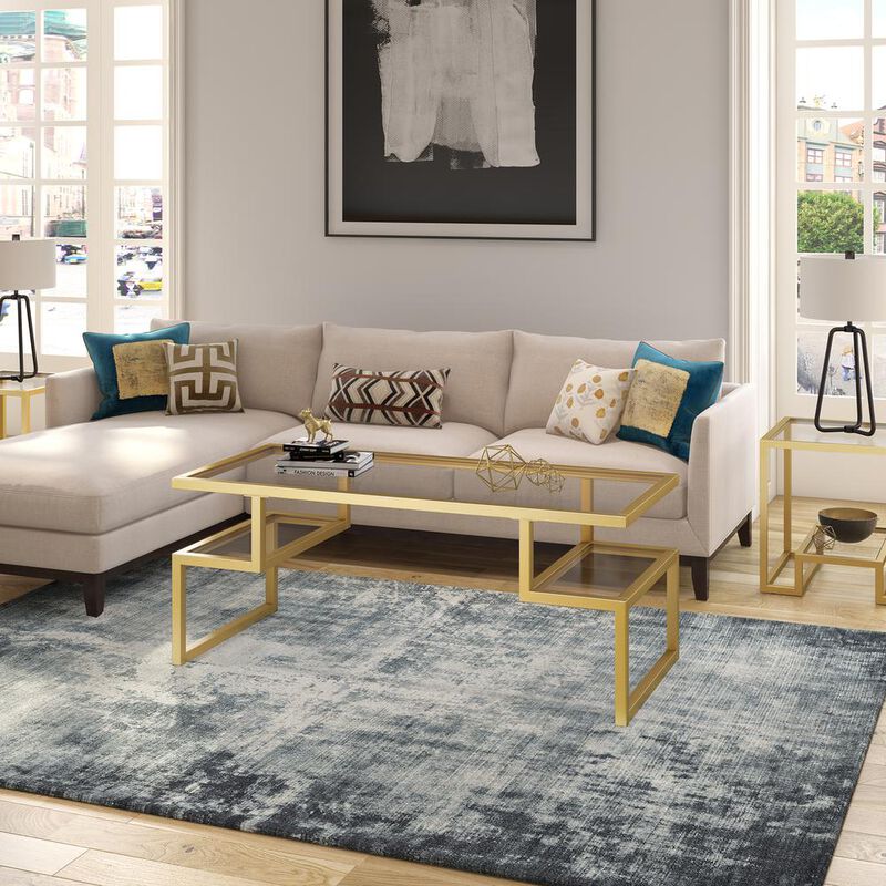 Hudson&Canal Zander 45'' Wide Rectangular Coffee Table in Brass