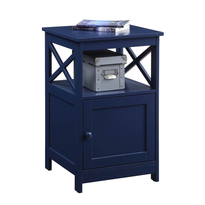 Convenience Concepts Oxford End Table with Storage Cabinet and Shelf, Cobalt Blue
