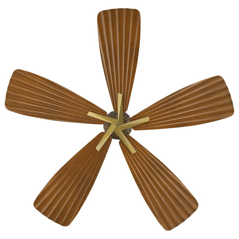 56" Tropical Brown Pleated Leaf Blades Reversible Ceiling Fan with Remote, No Light image number 8
