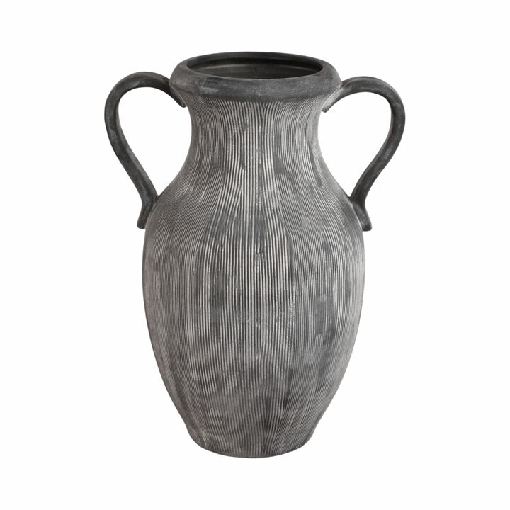 15" Weathered Jug With Handles, Black