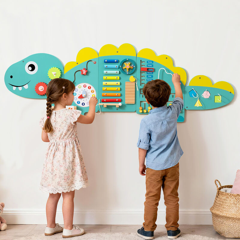 Dinosaur Busy Board 11-in-1 Activity Wall Panels for Education & Early Development image number 1