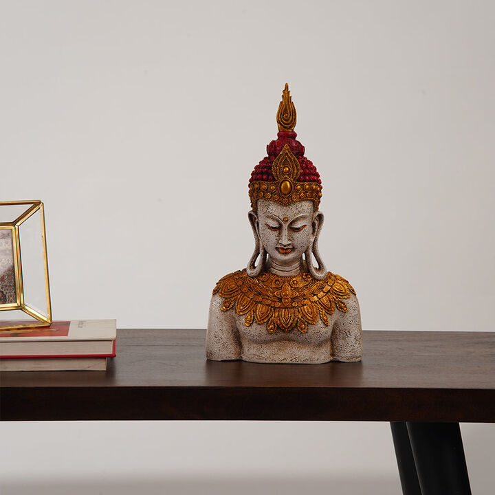 Handmade Eco-Friendly Vintage Resin Gold And Wooden Base Sculpture 16"x4.5"x4.5" From BBH Homes