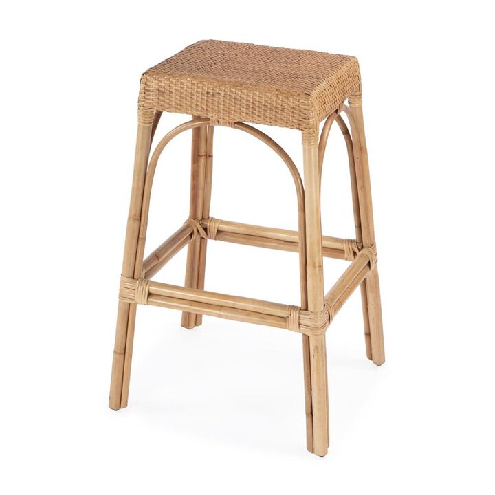 Butler Specialty Robias Rectangular Rattan 30 Bar Stool, Natural