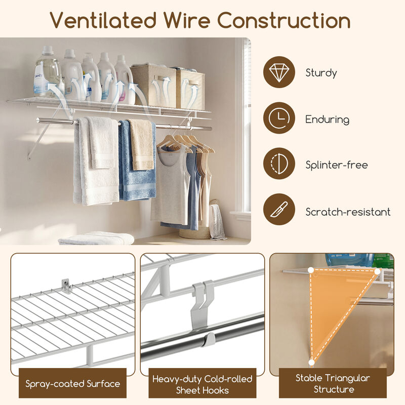 Metal Wire Closet Shelving Kit with Wall Mounted Storage Shelves image number 7