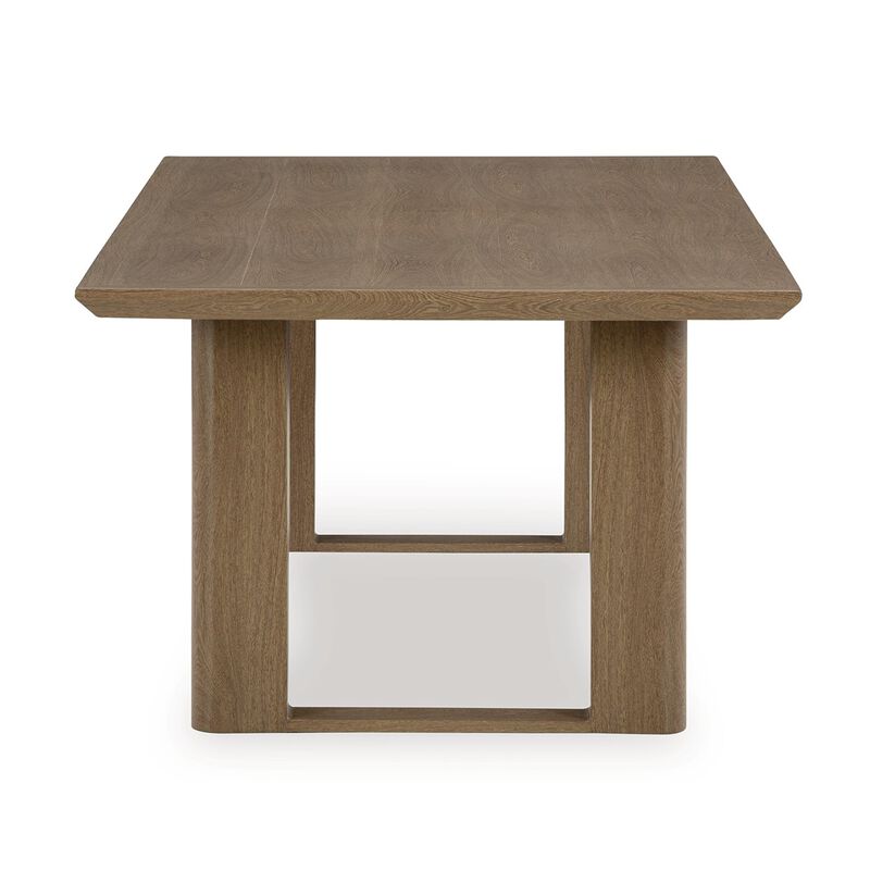 Baily Outdoor Dining Table with Umbrella Hole, 84 Inch Brown Metal - Benzara