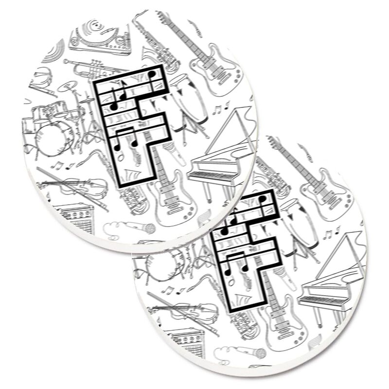 Caroline's Treasures Letter F Musical Note Letters Set of 2 Cup Holder Car Coasters CJ2007-FCARC, 2.56, Multicolor