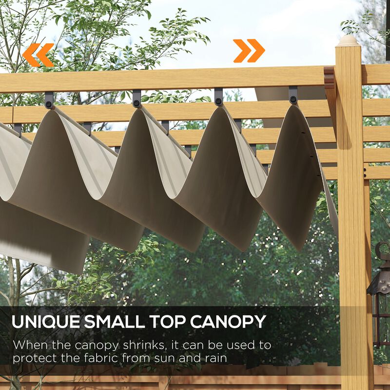 Outsunny 10' x 13' Retractable Pergola Canopy, Wood Grain Aluminum Pergola, Outdoor Sun Shade Shelter for Grill, Garden, Patio, Backyard, Deck, Cream White