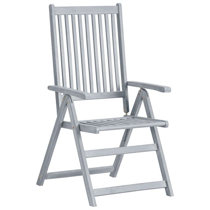 vidaXL Garden Reclining Chairs 2 pcs Gray Solid Acacia Wood