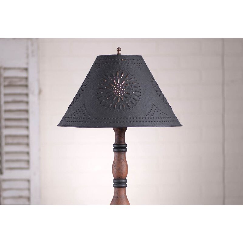 Irvin's Country Tinware Davenport Lamp In Hartford Black With Red With Shade image number 2