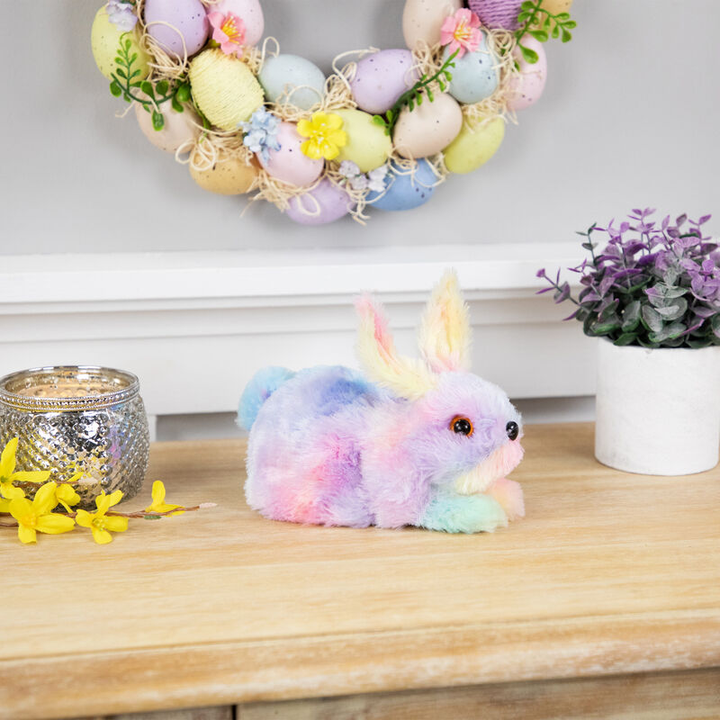 Plush Easter Bunny Tabletop Figurine - 7" - Multi-Color