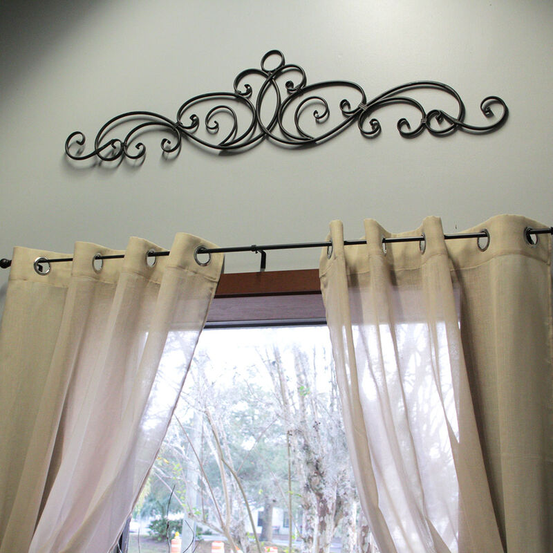 Antique Bronze Metal Elegant Scrolls Wall Pediment Set of 2 image number 8