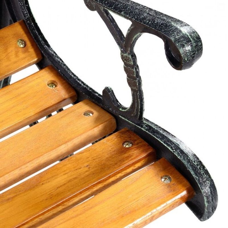 Hivvago Flowers Outdoor Patio Park Cast Iron Garden Porch Chair Bench