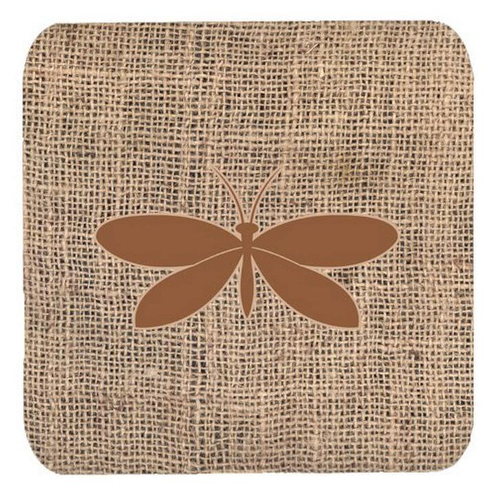 Caroline's Treasures BB1055-BL-BN-FC Moth Burlap and Brown Foam Coasters (Set of 4), 3.5 H x 3.5 W, Multicolor