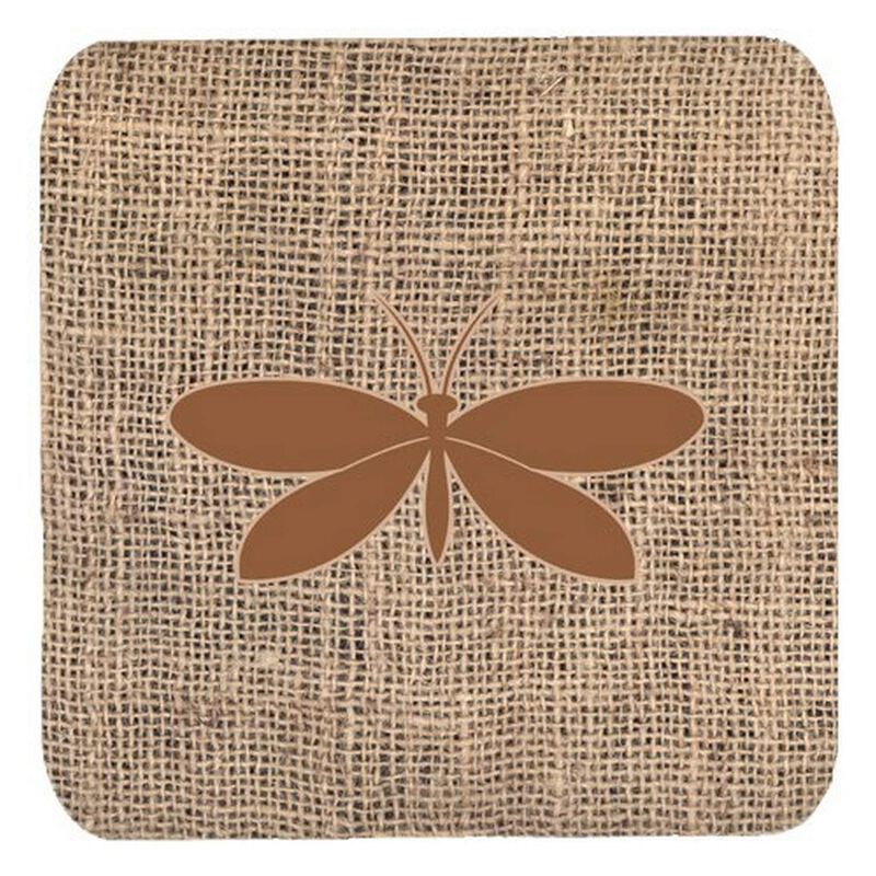 Caroline's Treasures BB1055-BL-BN-FC Moth Burlap and Brown Foam Coasters (Set of 4), 3.5 H x 3.5 W, Multicolor
