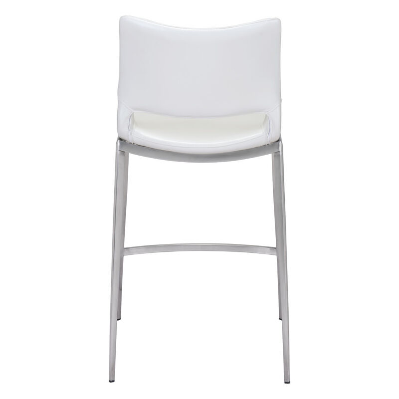 Hivvago Set of Two 25 Inch White And Silver Steel Low Back Counter Height Bar Chairs