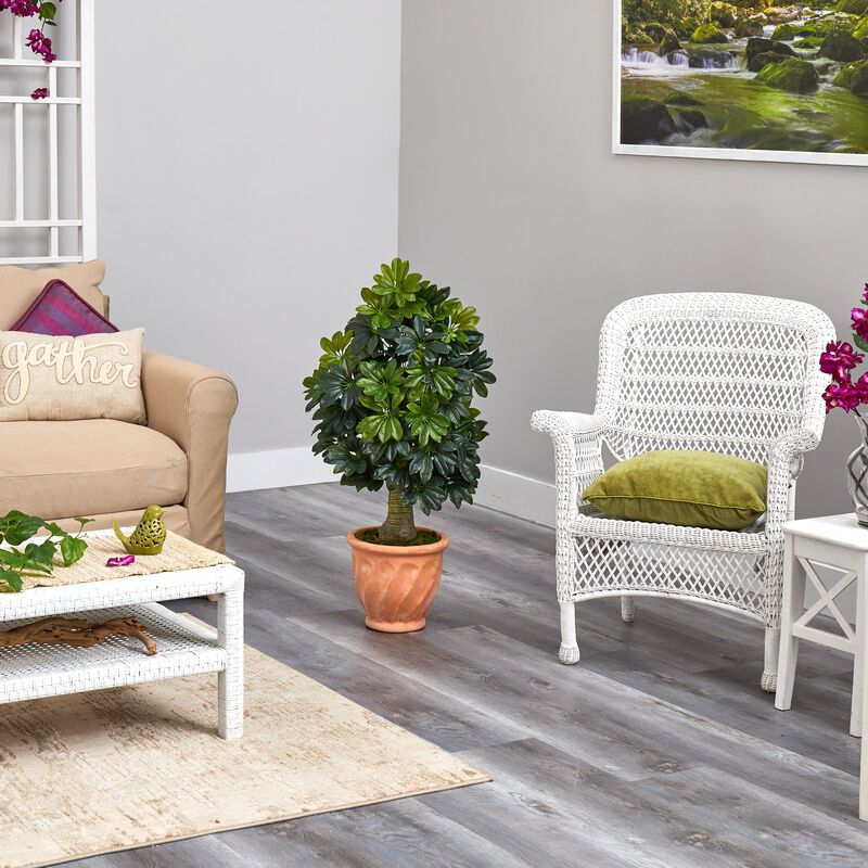 Hivvago 39 Inches Schefflera Artificial Tree in Terra-Cotta Planter (Real Touch)