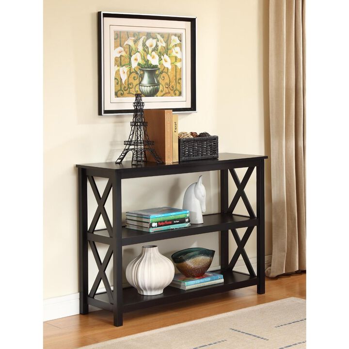 Hivvago 3-Tier Black Sofa Table Bookcase Living Room Shelves
