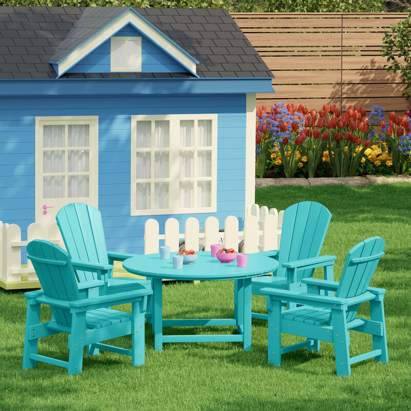 WestinTrends Kids 5-Piece HDPE Outdoor Patio Round Dining Table and Chairs Set image number 1
