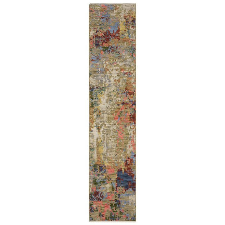 HomeRoots Abstract Runner Rug With Fringe