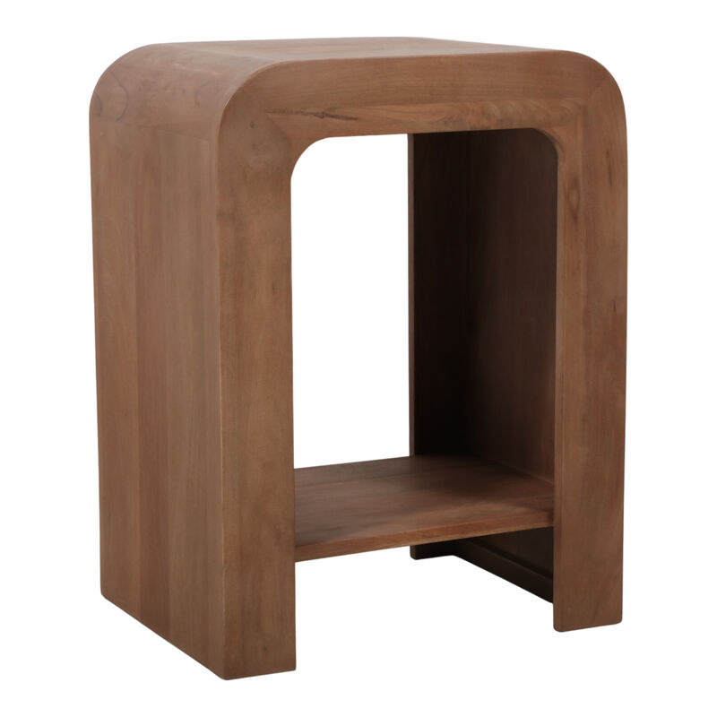 Chestnut Mango Wood Side Table with Shelf image number 1