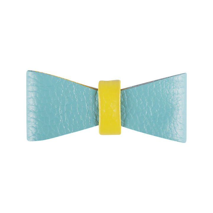 POISEPUP Cute Handmade Genuine Soft Full Grain Leather Dog Bow Tie - Teal | Yellow