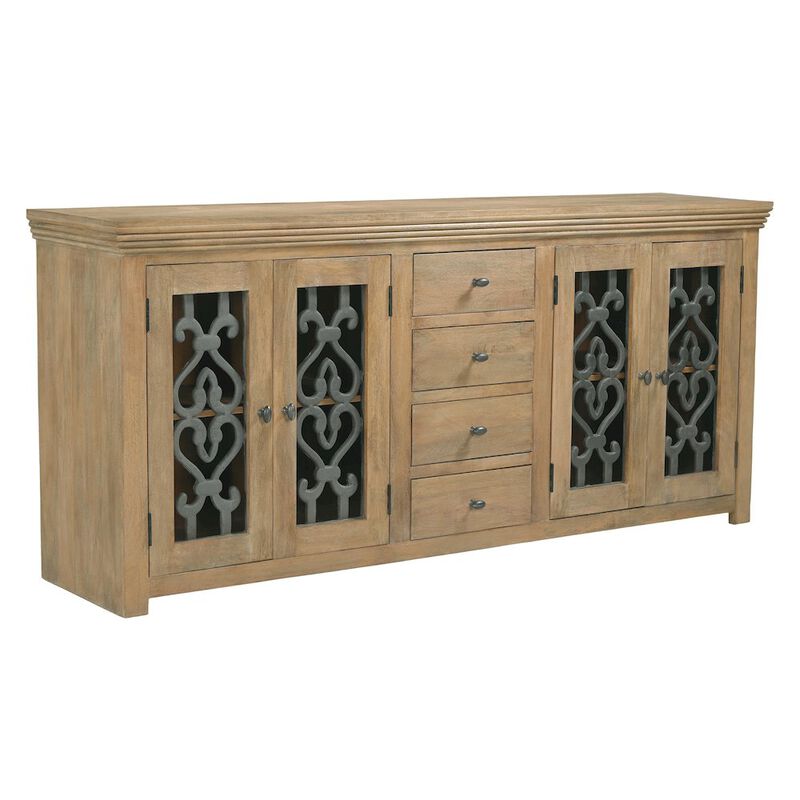 Alex Hamilton Hearst 4-Door 4-Drawer Sideboard in Distressed Natural