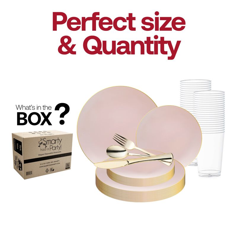 Gold Rim Organic Round Plastic Wedding Value Set image number 3