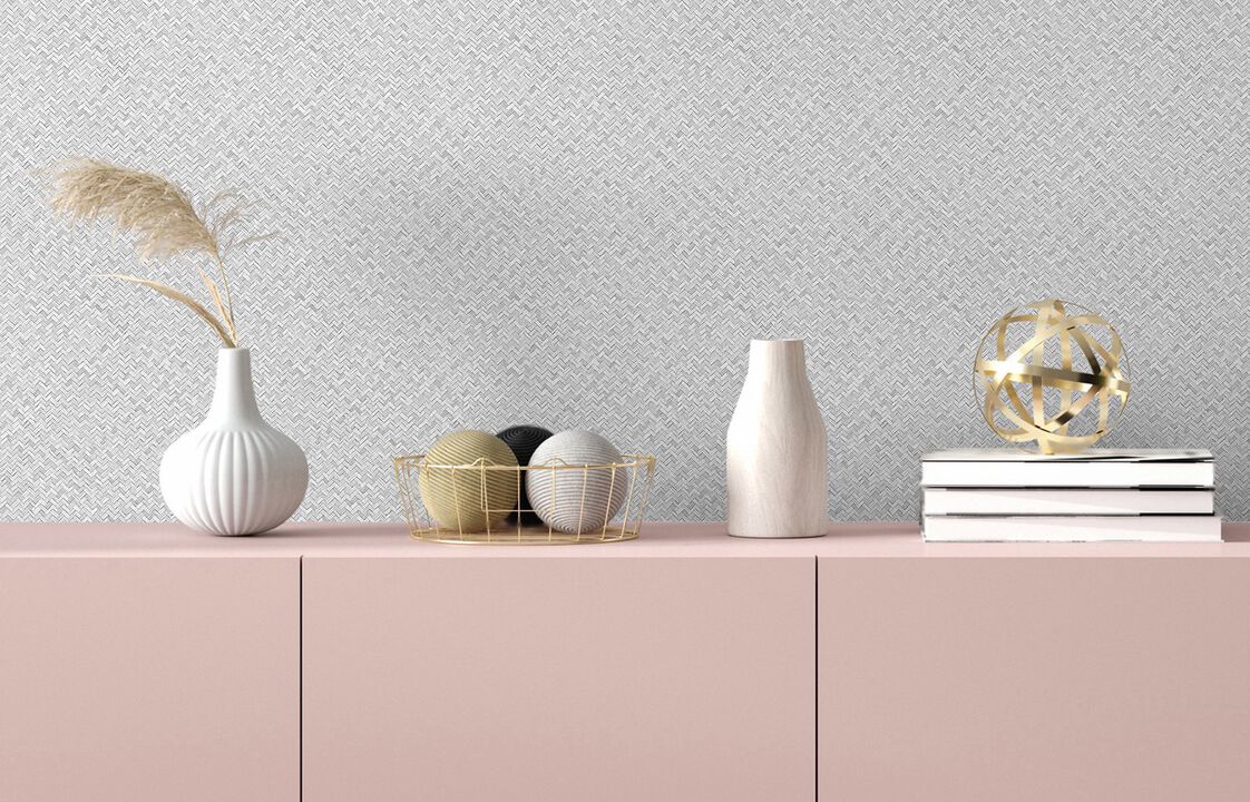 Flora Herringbone Weave Silver Grey Wallpaper 47480