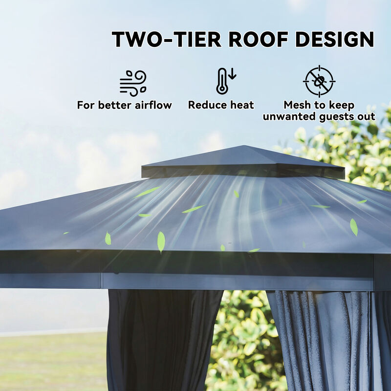 Hivvago Soft Top 10x12 Gazebo Canopy Shelter image number 9
