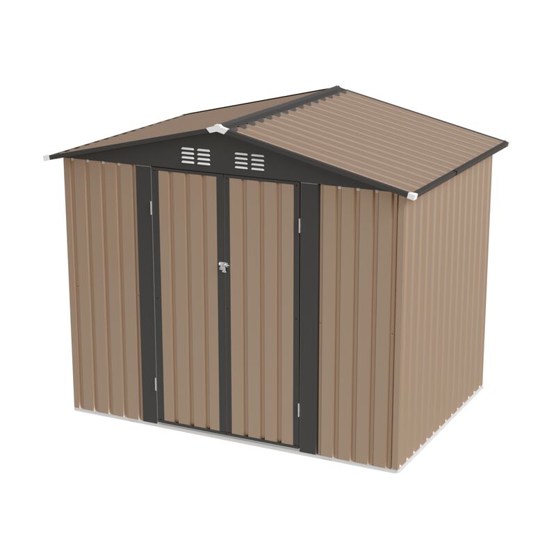 WOW PIONEER 8FT x 6FT Galvanized Steel Garden Shed with Apex Roof Weather Resistant Spacious Outdoor Storage for Patio Backyard Tools and Equipment image number 0