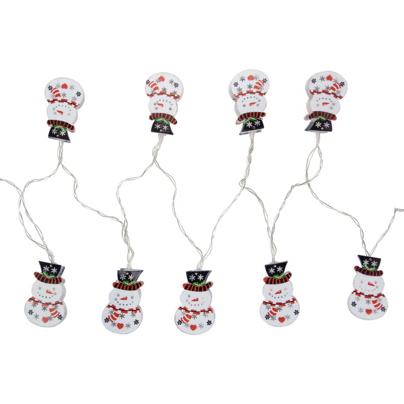 10ct Snowmen with Top Hats LED Christmas Lights - 4.5 ft Clear Wire