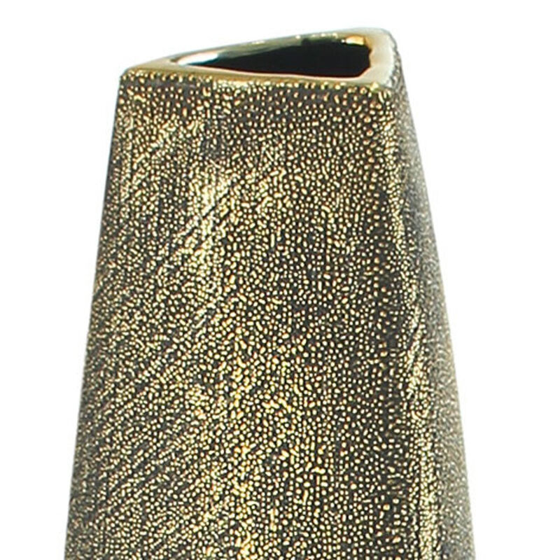 HomeRoots 47" Gold Tapered Ceramic Floor Vase image number 2
