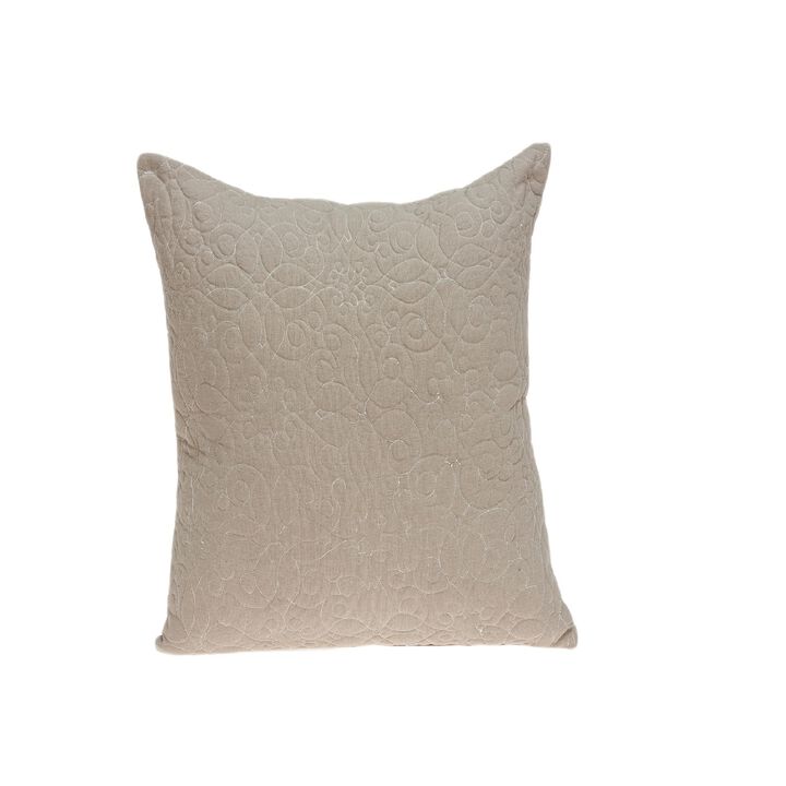 20" Beige Cotton Square Throw Pillow With Zipper
