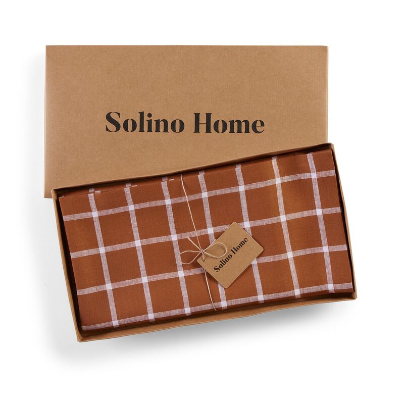 Solino Home 100% Pure Linen Table Throw - Windowpane
