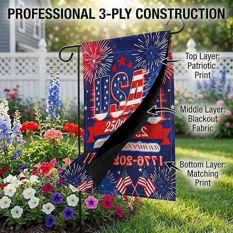 Anniversary USA Garden Flag, Double-Sided, UV-Resistant Outdoor Decor image number 1