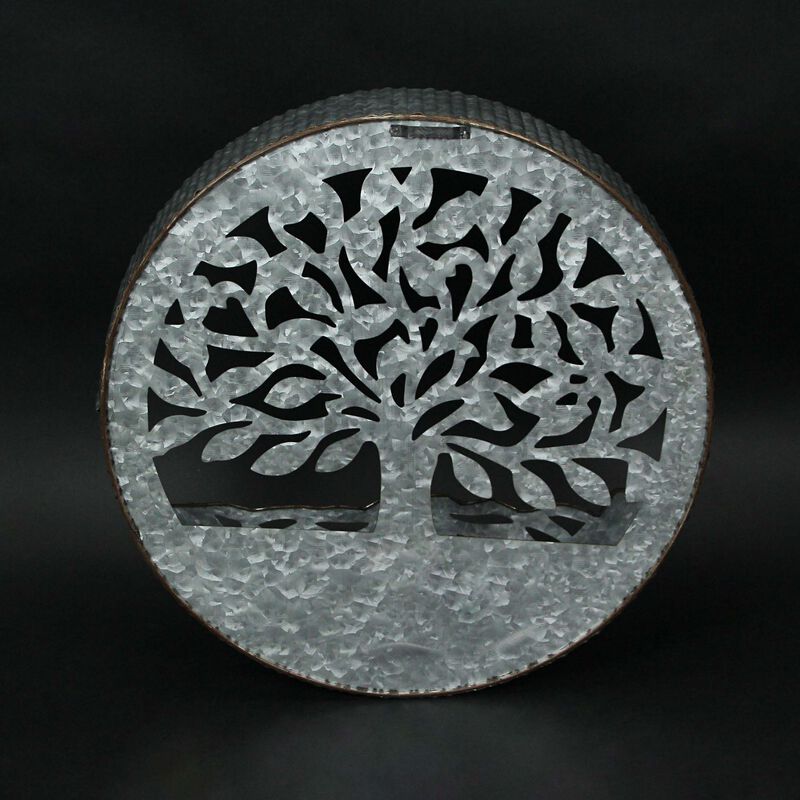 Galvanized Metal Tree of Life Wall Pocket Planter Rustic Decorative Plant Vase image number 2