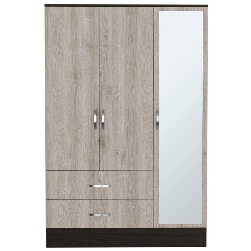 Mirrored Armoire Draggo, Bedroom, Black / Light Gray