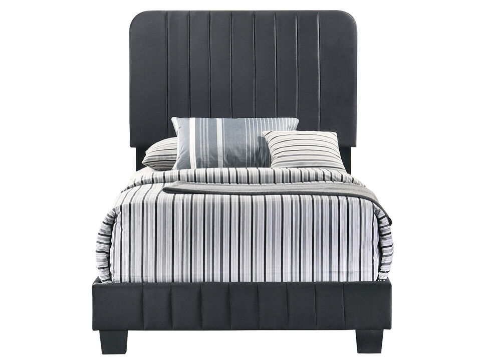 Lodi Velvet Upholstered Channel Tufted Twin Panel Bed