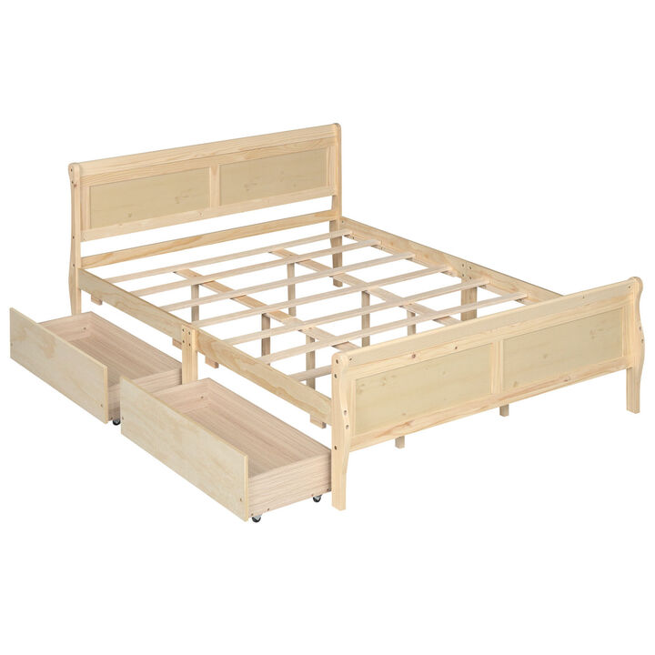 Modern Bed Frame with 2 Underbed Storage Drawers and Footboard