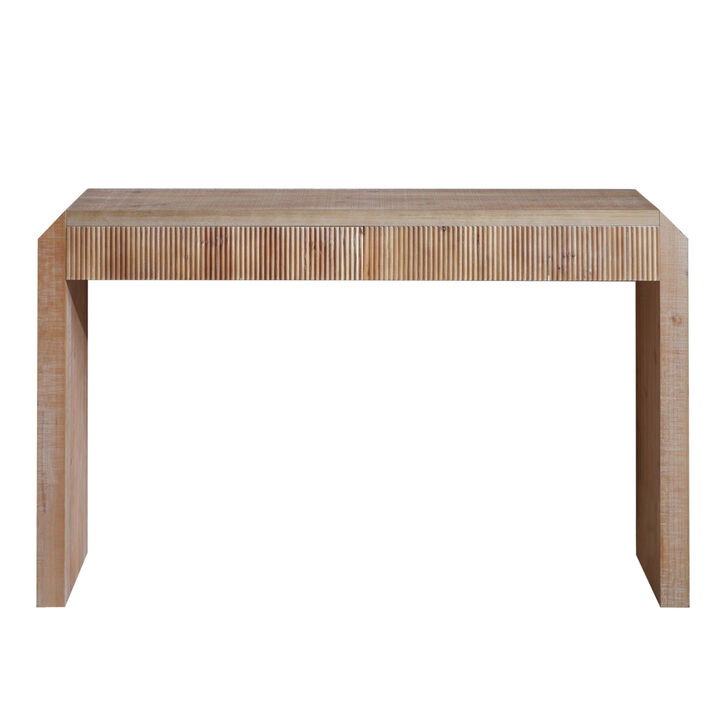 GOODSILO Rustic Wooden Console Table with Drawer Minimalist Design Ribbed Texture Natural Finish