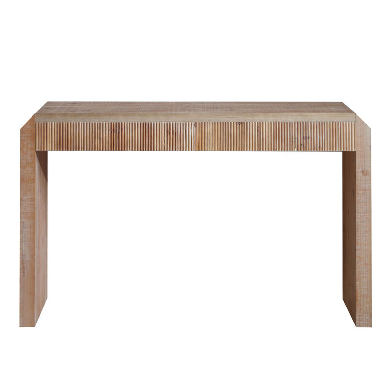 GOODSILO Rustic Wooden Console Table with Drawer Minimalist Design Ribbed Texture Natural Finish image number 0
