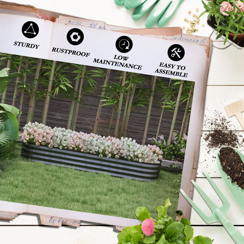 Hivvago Metal Raised Planter Box with Edge Protection, 6.4'x2'x1' image number 6