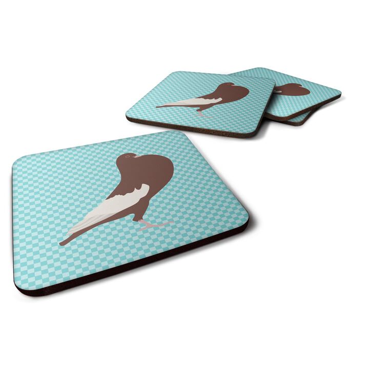 Caroline's Treasures English Pouter Pigeon Blue Check Decorative coasters, 3.5, Multicolor